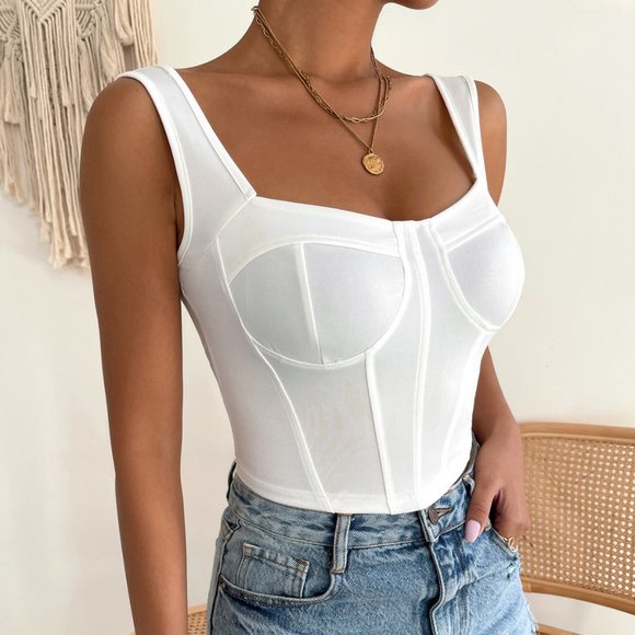 ⭐NEW, CHIC** - White Crop Corset Tank Top | OFFERS WELCOME - Picture 3 of 5